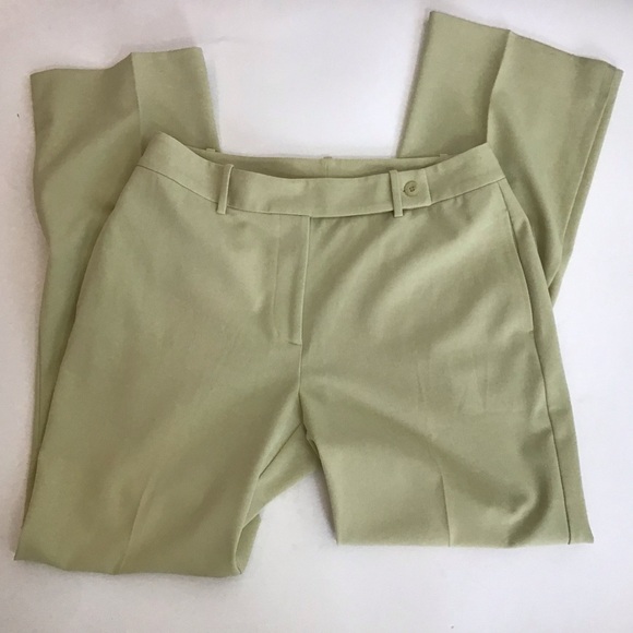 Sigrid Olsen Sport yellow/green stretch straight leg flat front trousers size 10 - Picture 1 of 8